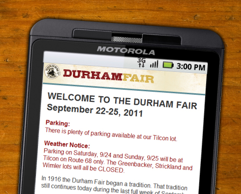 Durham Fair | Mobile site detail.