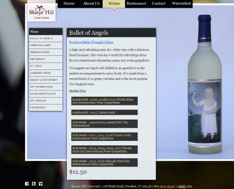 Sharpe Hill Vineyard | Website design and devleopment.